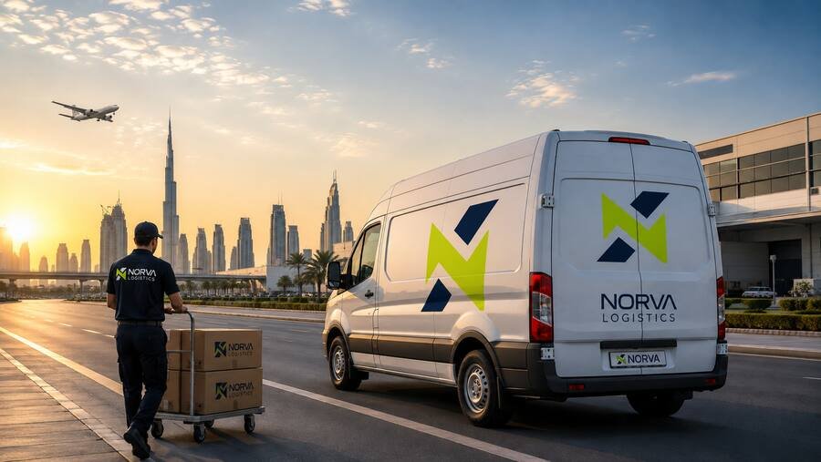 A NORVA courier handling parcels.