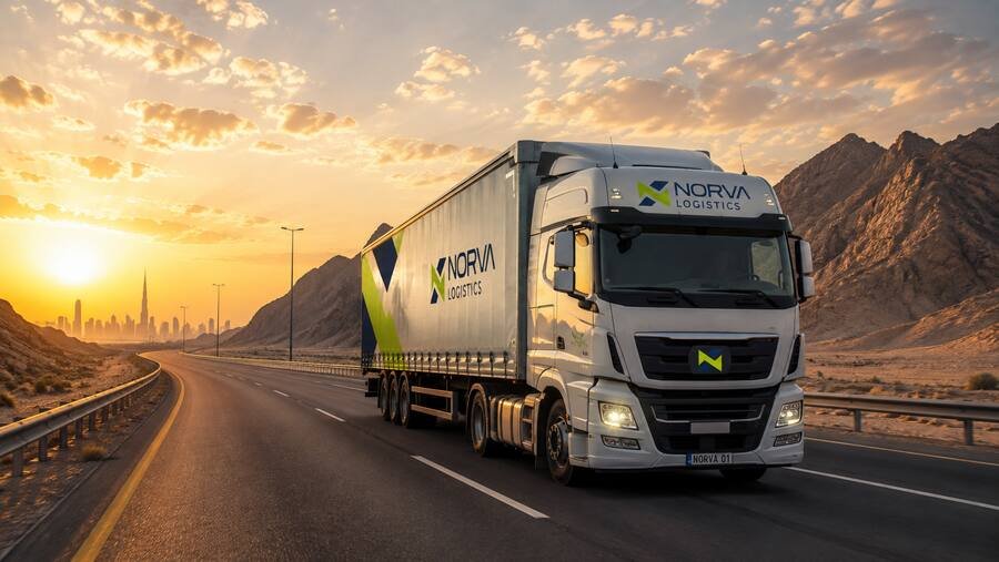 A NORVA truck on the road.